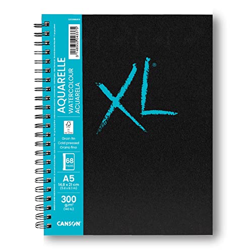 Canson C31200L013 - Cuaderno A5 40 hojas Fino XL Aquarelle 300g, Blanco
