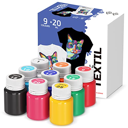 7 Artists Pintura Textil Pintura Para Tela 9x20ml | Pintura Tela | Pinturas Para Telas Permanentes | Pintura Para Ropa | Pintura Textil Permanente y Lavable | Pintura De Tela | Pintura Ropa