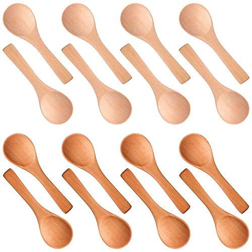 Wlauqueta 50 cucharas pequeñas de madera natural, para la cocina (color mezclado)