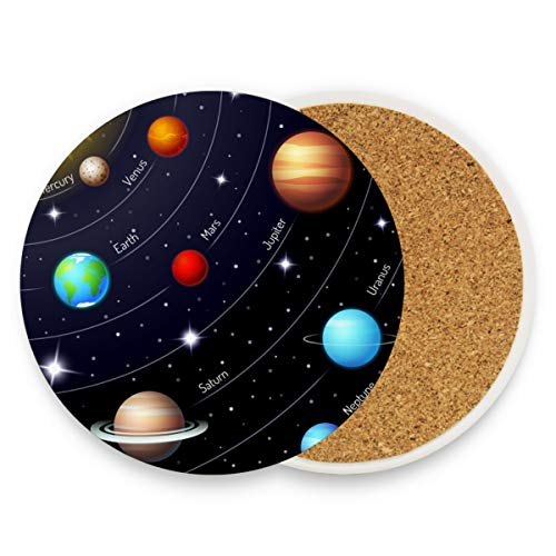 Posavasos de cerámica para bebidas absorbentes – colorido sistema solar de la Tierra del sol Marte Mercurio Neptuno de corcho, regalos de inauguración de la casa, posavasos divertidos y decoraciones