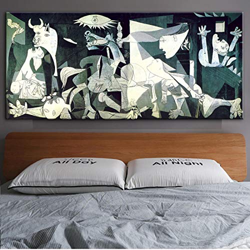 Picasso Guernica Pinturas de arte famosas Impresión en lienzo Impresiones artísticas Reproducciones de obras de arte de Picasso Cuadros de pared Decoración para el hogar 70X140cm Sin marco