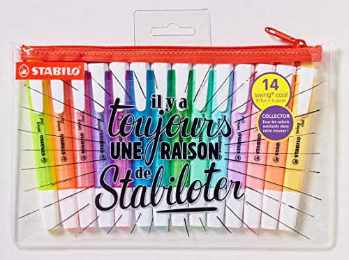 STABILO swing cool - Marcador - Estuche con 14 colores (8 fluor + 6 pastel) - Multicolor