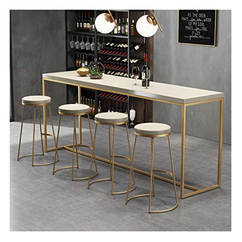 LWG - Taburetes Mesa de Bar Hierro Arte Cocina Industrial Mesa de Comedor de café Mesa Alta con Marco de Madera Maciza y Metal para Pub Restaurante Sala de Estudio 120/140/160/200/240 x 40 x 105 cm