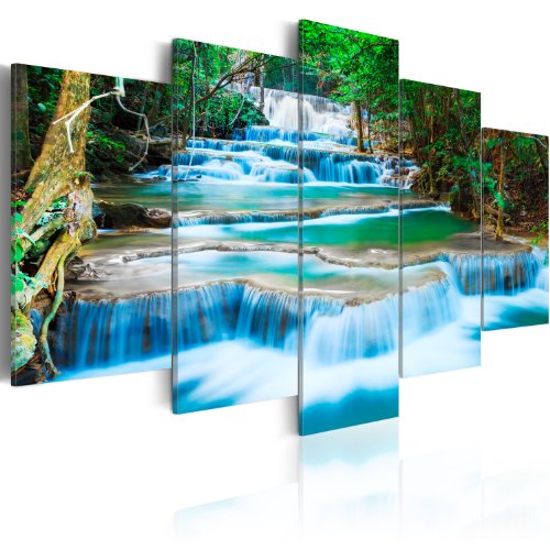 murando - Cuadro de cristal acrílico 200x100 cm Impresión de 5 Piezas Pintura sobre Vidrio Imagen Gráfica Decoracion de Pared - Paisaje Naturaleza Cascada Tailandia b-B-0080-k-m