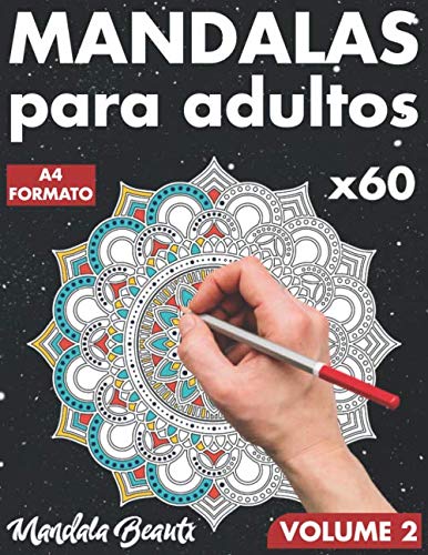 Mandalas para adultos: 60 motivos con fondo negro en formato A4 / de mandala simple a complejo con efecto antiestrés / libro para colorear con páginas ... para adultos -Volume 2 (Back in Black)