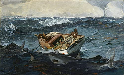AZENZI Impresiones En Lienzo Arte póster láminas artísticas Pintura al óleo clásica La corriente del golfo Winslow Homer para la decoración del hogar 60x90cm