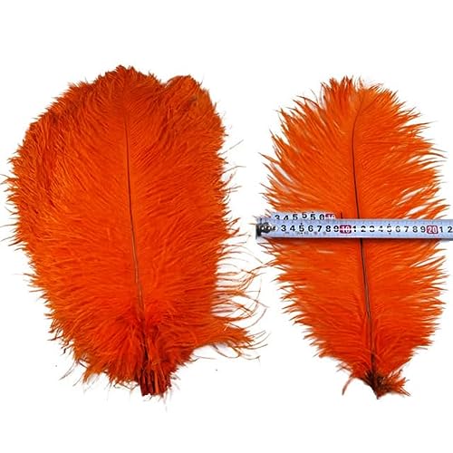 Plumas de avestruz estándar de 14-16 pulgadas, 35-40 cm, para hacer joyas, rojo anaranjado, 200 piezas