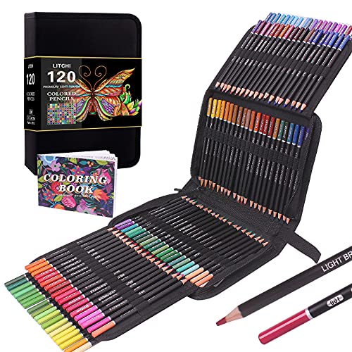 Vozuna Juego de 120 lápices de colores para adultos, perfectos para dibujar, esbozar, sombrear y colorear, lápices de colores vivos para adultos y artistas profesionales