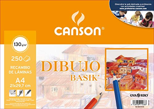 Canson Dibujo Basik Liso, Ecopack A4, 250 hojas, 130 g