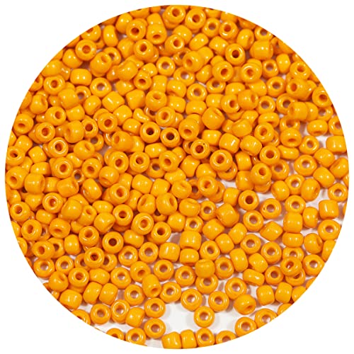 Bala&Fillic Cuentas de color naranja claro de 4 mm para enhebrar 1200 piezas/100 gramos, cuentas de vidrio 6/0 para hacer pulseras, collares y pendientes (naranja clara)