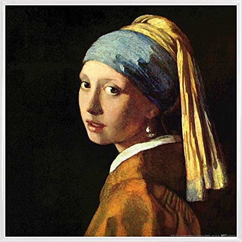 1art1 Johannes Vermeer Póster Impresión Artística con Marco (Plástico) - La Joven De La Perla, 1665 (40 x 40cm)