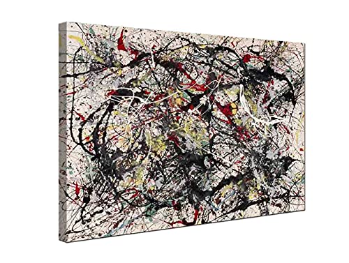 Jackson Pollock Estirado Giclee Lienzo Pintura al óleo Imprimir en Lienzo-Póster-Reproducción Decoración de Pared Listo para Colgar (75x105cm (29.5x41.3in）, Enmarcado)