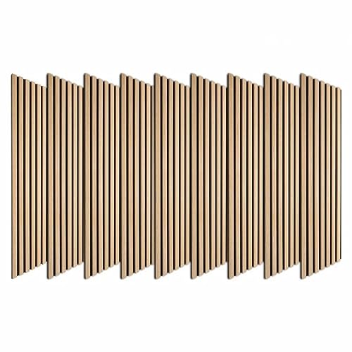 DECOON Pack cabecero madera 270 cm – Lote de 9 revestimientos de pared listones madera 120 x 30 x 1 cm – láminas roble claro fondo negro 3,24 m²