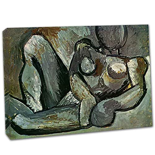 Pablo Picasso《Reclinable》Impresiones en Lona, Arte de Pared Para Decoración de Salón Para Recámara Cuadro Canvas Arte Pintura Fácil de Colgar(30x40cm/11.8x15.7in,Enmarcado)