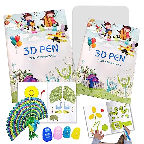 Plantilla de Pintura de Pluma 3D,BolíGrafo 3D para NiñOs DIY Regalo, Plantillas BolíGrafo 3D, Plantilla de Dibujo para BolíGrafo Impresor 3D, Plantilla de Papel Grueso con Una Placa Transparente