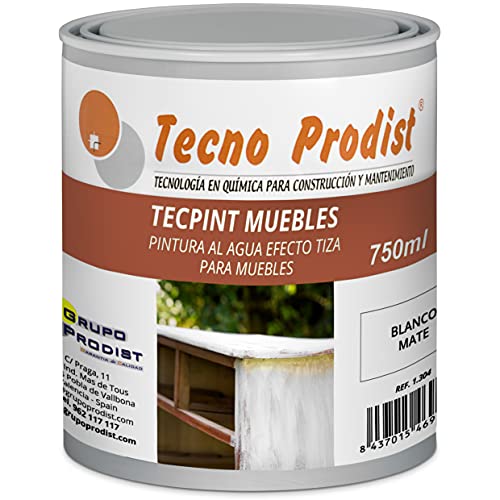 TECPINT MUEBLES de Tecno Prodist - 750 ml (Blanco Roto) Pintura a la Tiza - Ideal para pintar Muebles - Pintura al Agua - Calidad Profesional - Fácil de aplicar