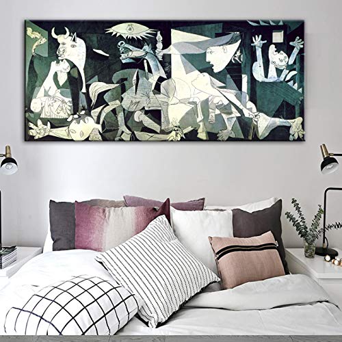 Cuadros de pared de reproducciones de Picasso Guernica - Obras de arte de Picasso   Decoración del hogar 70x160cm (28x63in) Con marco