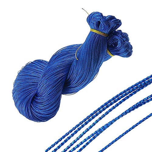 50 metros de cuerda de perlas de 0,8 mm, de nailon, para manualidades o fabricación de joyas, efecto metálico, selección de colores, nailon, azul cobalto, 50 Meter x 0,8 mm