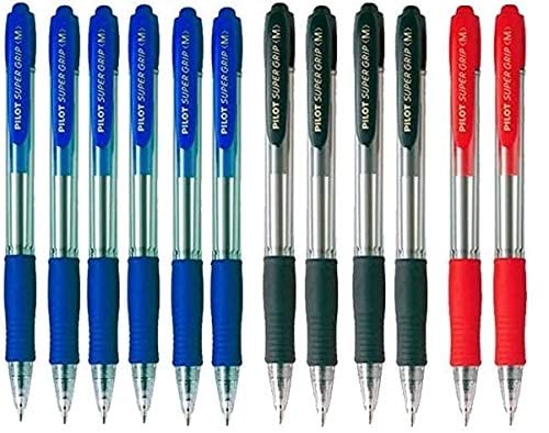 Boligrafo pilot supergrip pack 12 u.(6 azules,4 negros,2 rojo)