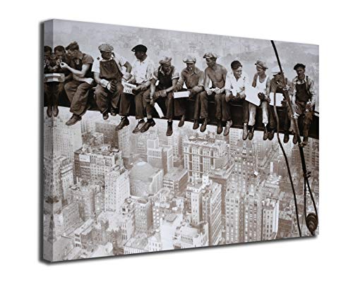 Desconocido Cuadro Lienzo Obreros sobre la viga en Manhattan – Varias Medidas - Lienzo de Tela Bastidor de Madera de 3 cm - Impresion en Alta resolucion (100, 66)