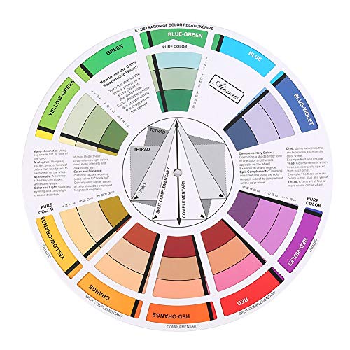 Color Wheel Círculo Cromático de Colores Guía de Bolso, Ruedas Coloridas para Cuadros de Mezcla de Colores Guía de Aprendizaje de la Clase Arte para Cuadros de Mezcla de Colores