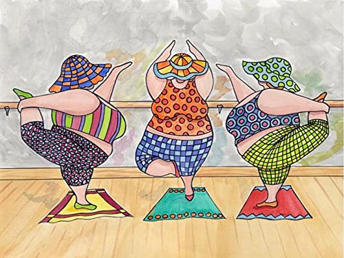Kits de pintura con números para mujeres gordas que practican yoga y bailan pintura por números, pintura al óleo, impresión en lienzo, arte de pared para decoración del hogar