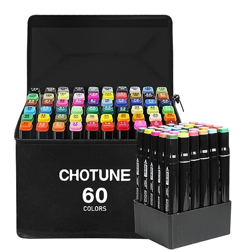 Touchcool Rotulador de 60 Colores Marker Pen Marcadores de Graffiti con Doble Punta la Versión Mejorada Agrega una Base de Almacenamiento