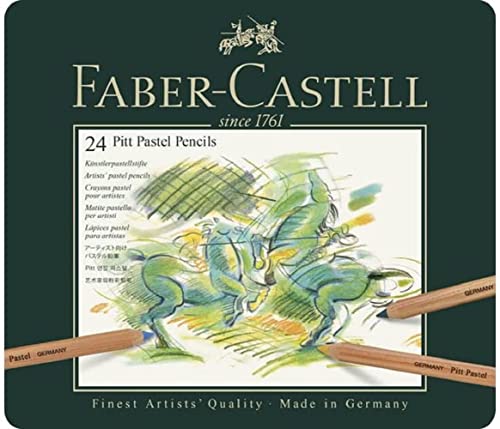 Faber-Castell 112124 - Estuche de metal con 24 ecolápices Pitt pastel, multicolor