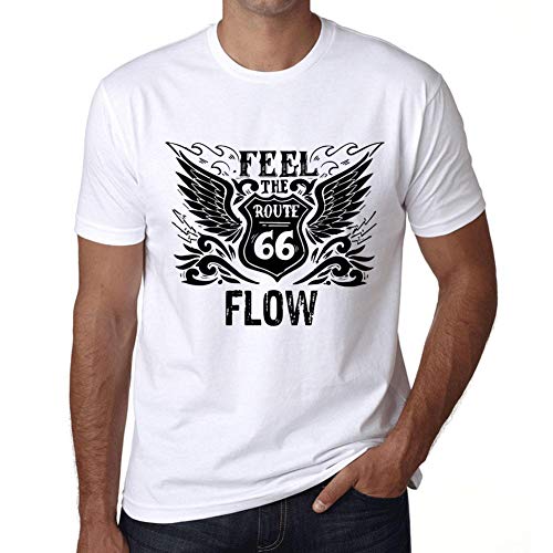Hombre Camiseta Siente La Corriente – Feel The Flow – T-Shirt Vintage Manga Corta Regalo Original Cumpleaños Blanco L