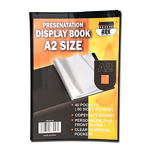 Ark - Cuaderno de presentación (A2, 40 bolsillos, tamaño individual), color negro