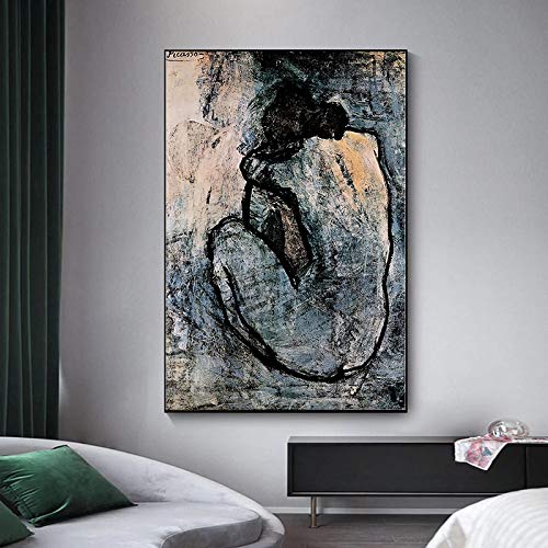 Cuadro de arte de pared Pinturas de lienzo de espalda de mujer desnuda abstracta Pintura al óleo de Pablo Picasso Carteles e impresiones famosos 85x125cm (33x49in) con marco
