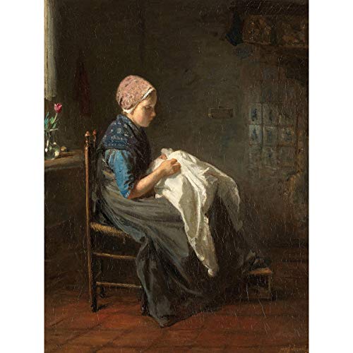 Jozef Israels The Little Seamstress Child Painting Premium Wall Art Canvas Print 18X24 Inch Peque�o Pintura pared