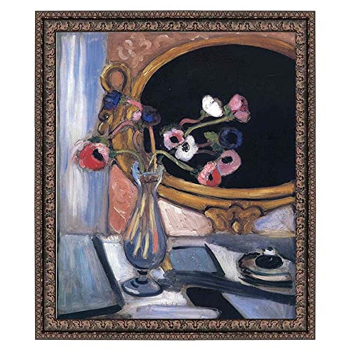 Gha-Tue-Nua 《Anemone and Mirror》by Henri Matisse Giclee Cuadros Lienzos Salon-Cuadros Lienzos-Famosas Arte Fino Póster-Decoración de Pared-Posters Para Pared45x54cm-18x21In Black