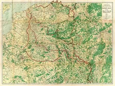 Imagen en lienzo enrollado Hammonds Mapa de guerra a gran escala del frente occidental, 1917 Hammond C.S. - museo horizontal Arte impreso mapas Lienzo bellas artes, 24_X_33_in