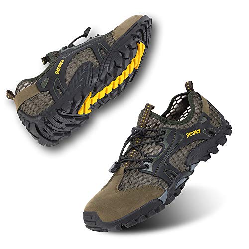 Zapatillas de Trail Running Hombre Barefoot Zapatos de Agua Surf Escarpines Buceo Piscina Playa Trekking Deportes Secado Rápido Verde-1 42 EU