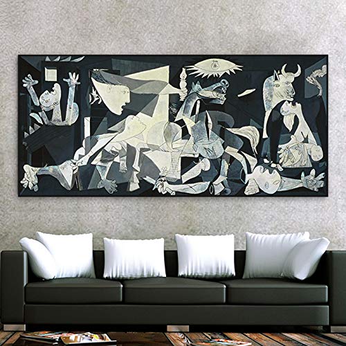 Pinturas de arte famosas de Picasso Impresión de Guernica en lienzo Reproducción de obras de arte de Picasso Cuadros de pared para decoración del hogar 80x160cm (32''x63'') Marco interior