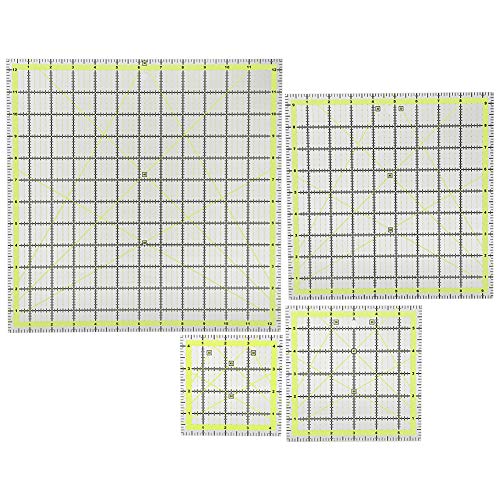 Regla de acolchado de 4 piezas, cuadrícula de doble color cuadrada, regla de patchwork de acrílico, regla de costura para ropa, líneas de cuadrícula para corte de precisión fácil, regla de dibujo