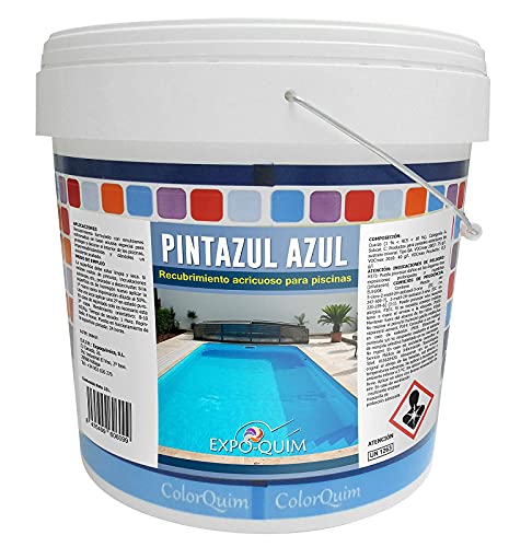 EXPOQUIM Pintura para Piscinas Azul al Agua Impermeabilizante Protectora (25 KG, AZUL)