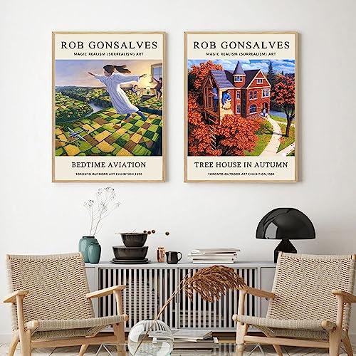 OQOPO Póster de exposición de Rob Gonsalves, arte moderno de pared, pintura abstracta en lienzo, impresiones de Rob Gonsalves para decoración de sala de estar, imagen de 50 x 70 x 2 cm, sin marco