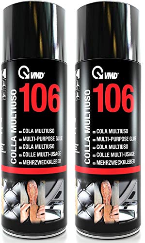 VMD 106 - Pegamento en spray multiusos de 400 ml con válvula ajustable, adhesivo ideal para pegar goma, espuma, material sintético, alfombras, tejidos, madera, papel, venta 2 unidades