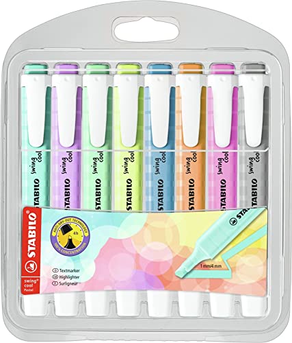 Rotulador stabilo fluorescente swing cool pastel estuche de 8 unidades colores surtidos