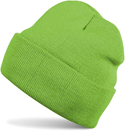 styleBREAKER gorro beanie clásico de punto, punto fino doble y cálido, unisex 04024029, color:Verde lima