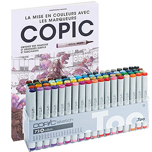 COPIC Kit de Dibujo Sketch Set A 72 rotuladores + Libro, Variado