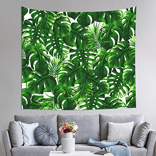 Monstera Deliciosa - Tapiz para colgar en la pared (60 x 51 pulgadas) con estampado de palmera de plátano para decoración del hogar, dormitorio, pared o dormitorio