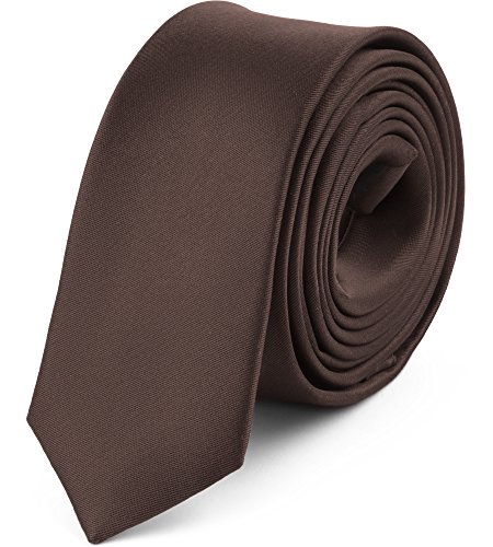 Ladeheid Corbatas Estrechas Diversidad de Colores Accesorios Ropa Hombre SP-5 (150cm x 5cm, Chocolate Oscuro)