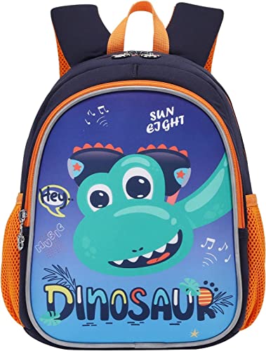 Mochila de Niño y Niña, Mochilas Preescolar, Mochila para Niños Pequeños con Lindo Estampado de Dibujos Animados y Revestimiento Reflectante(Azul/Naranja)