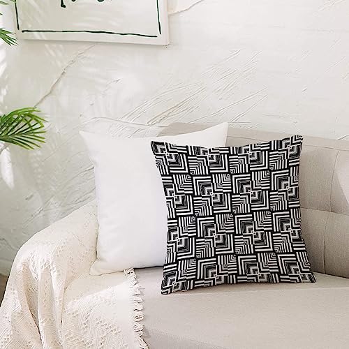 Poliéster Fundas de Almohada,Patrón de Op Art geométrico en blanco y negro Efecto de ilusión óp,Funda de Cojín Decorativo Manta Funda de Almohada para Sofá Dormitoriocon Cremallera Invisible 50x50 cm