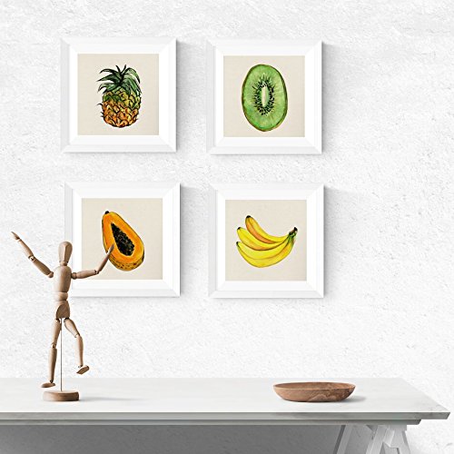 Nacnic Pack de láminas para enmarcar Frutas Tropicales. Posters Cuadrados con imágenes de Frutas. Decoración de hogar. Láminas para enmarcar.