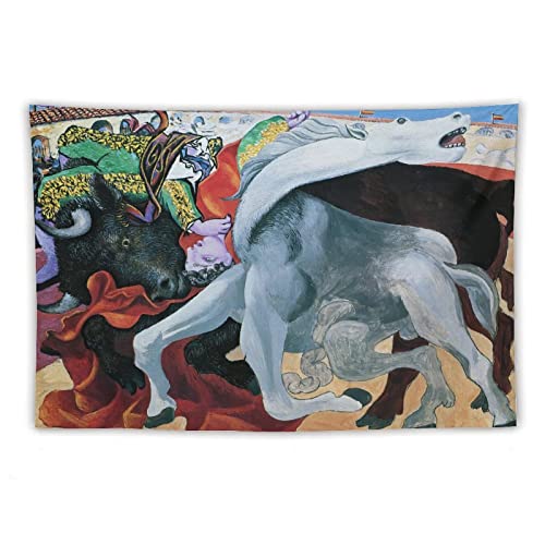 HUAFENG Artistas españoles Pablo Picasso The Bullfight Póster abstracto obras de arte de impresión de cuadros Tapiz de pared Pintura de poliéster para regalo Decoración para el hogar Tapices
