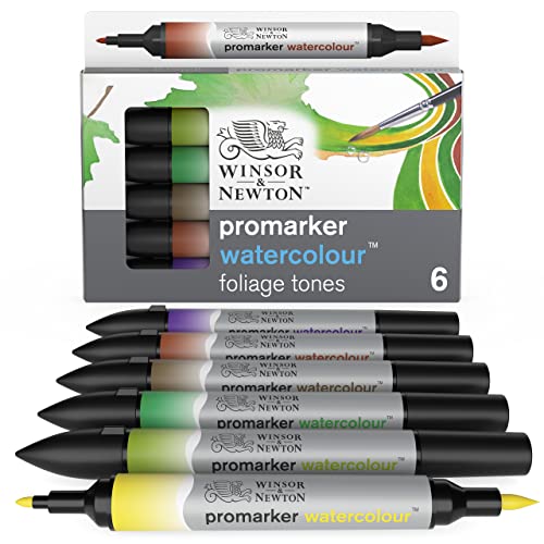 Winsor & Newton Promarker Watercolor Rotulador de Acuarela, Tonos Bosque, Set de 6